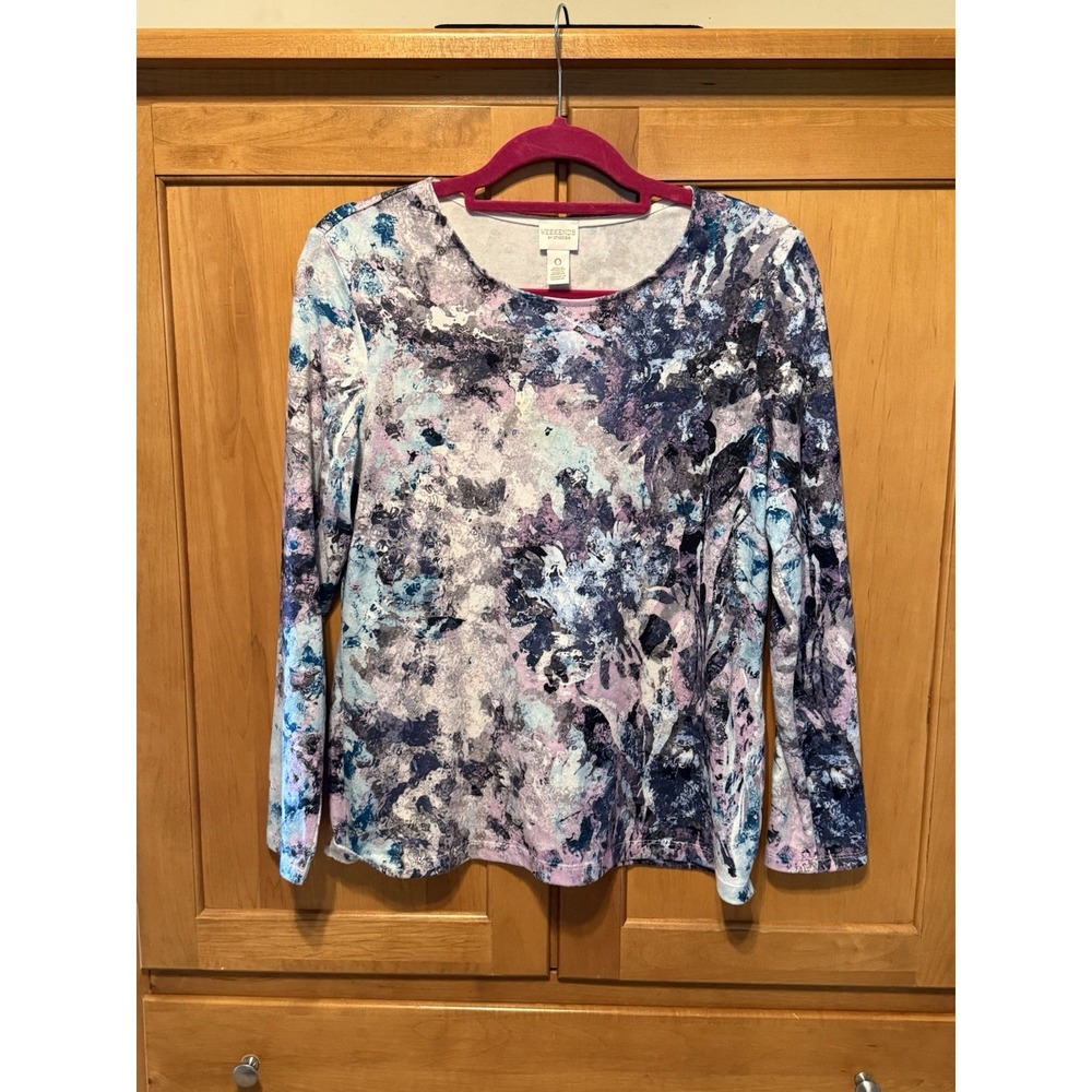 Chicos Weekends Size 0 Floral Type Design Beautiful Colors Long Sleeve